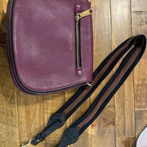 Marc Jacob Burgundy Crossbody Bag with Black and Brown Strap